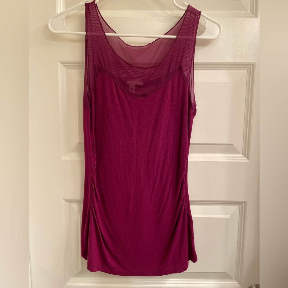 Magenta tank top with sheer detail
